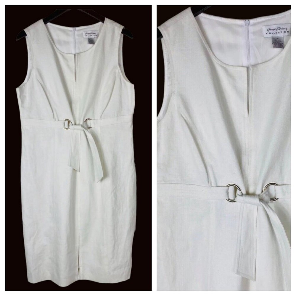 Giorgio Fiorlini 16 XL 1X Dress White LINEN Blend Slvlss Career Party